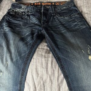 Rock Revival Men's Dark Blue Relaxed Jeans